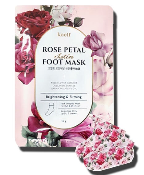 Pėdų kaukė Petitfee KOELF Rose Petal Satin Foot Mask, 1 vnt kaina ir informacija | Kūno kremai, losjonai | pigu.lt