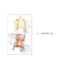 Наклейка на стену для детей Swinging Teddy Bear L 66x110см цена и информация | Интерьерные наклейки | pigu.lt