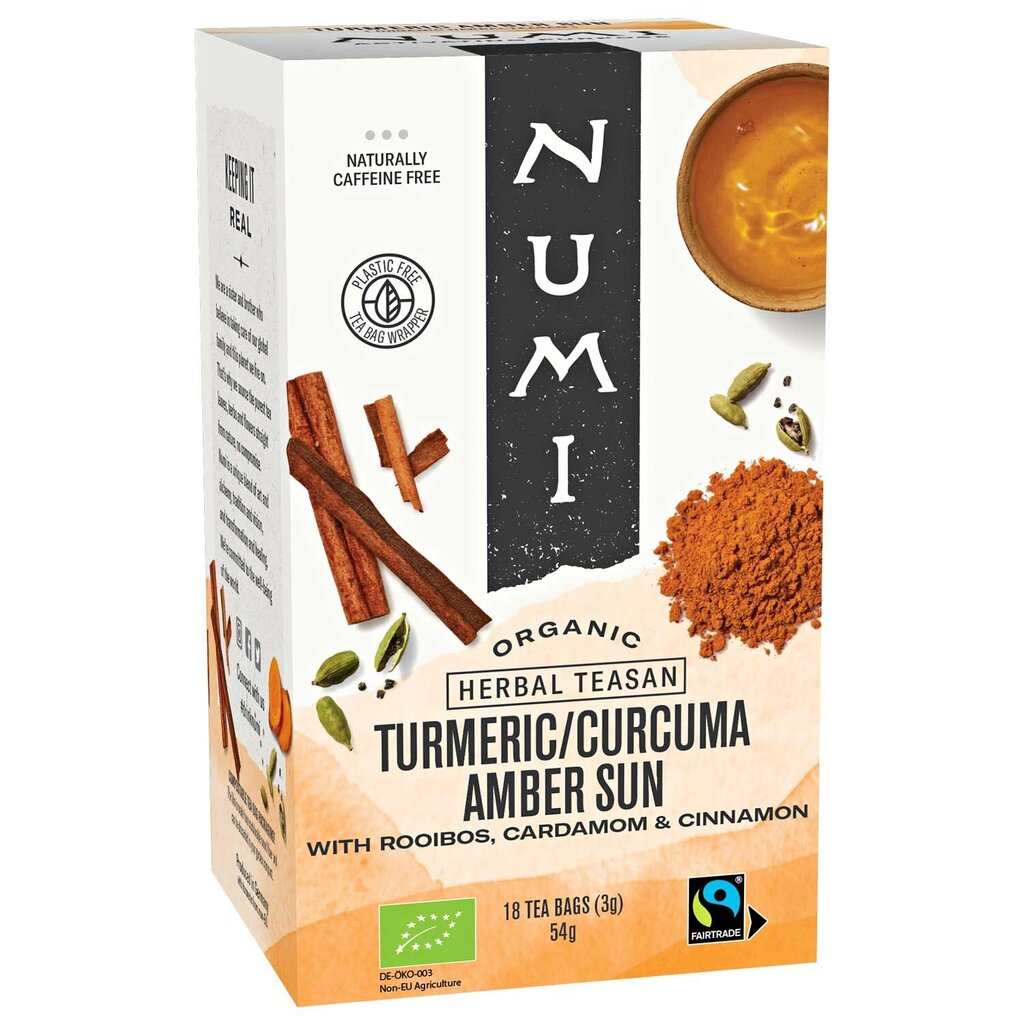 Numi Amber Sun Rooibos ciberžolės arbata, 18 pakelių цена и информация | Arbata | pigu.lt