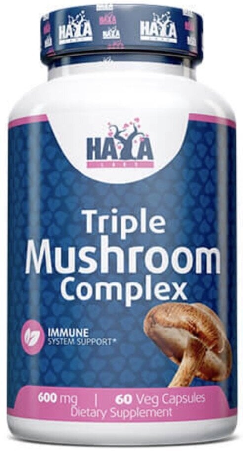 Maisto papildas nervų sistemai Haya Labs Triple Mushroom Complex 60 vnt. kaina ir informacija | Vitaminai, maisto papildai, preparatai gerai savijautai | pigu.lt