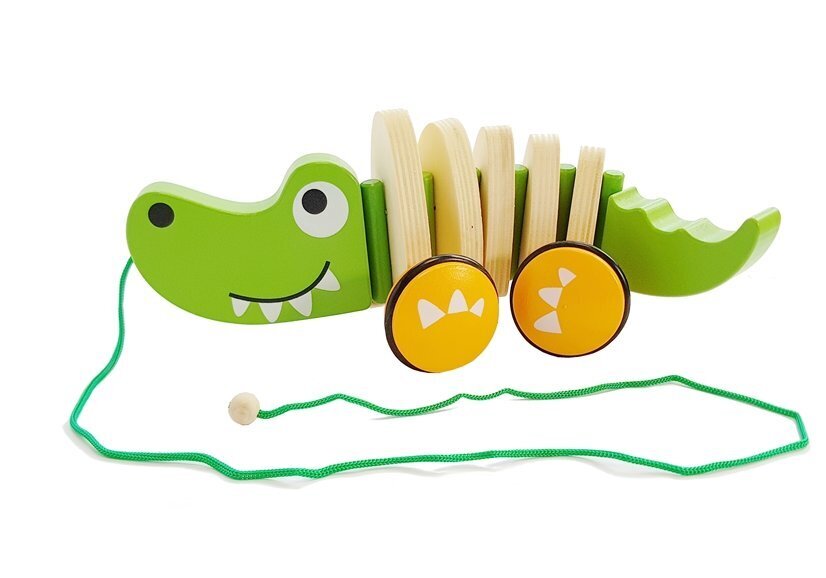 Medinis krokodilas ant ratų Lean Toys, 18 cm kaina ir informacija | Lavinamieji žaislai | pigu.lt