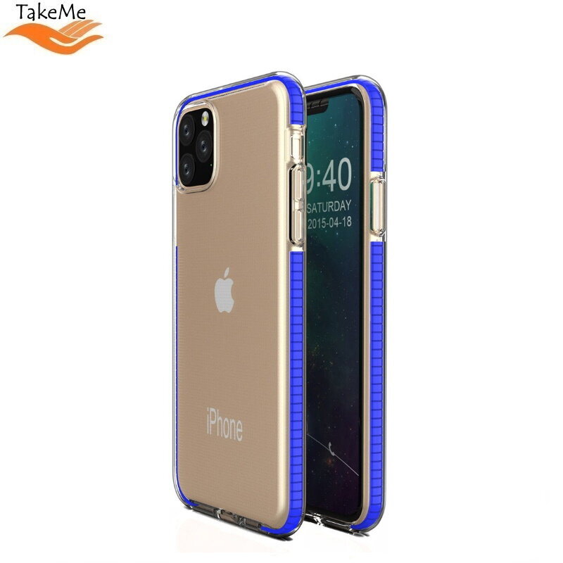 TakeMe Transparent TPU dėklas, skirtas Apple iPhone 11 Pro Max, mėlynas kaina ir informacija | Telefono dėklai | pigu.lt