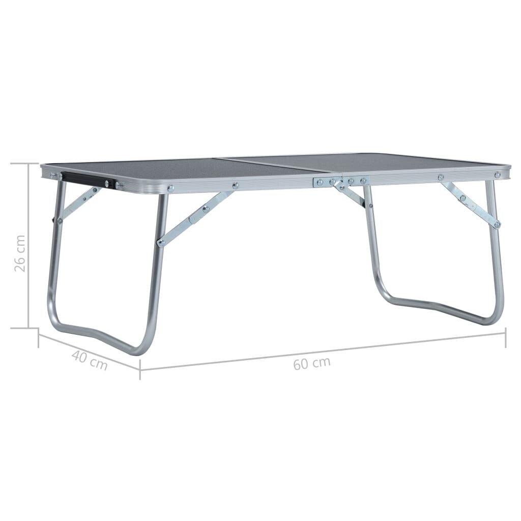 Sulankstomas stovyklavimo stalas, pilkas, 60x40cm, aliuminis kaina ir informacija | Turistiniai baldai | pigu.lt