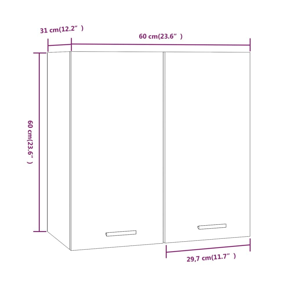 vidaXL Pakabinama spintelė, ruda ąžuolo, 60x31x60cm, mediena kaina ir informacija | Virtuvinės spintelės | pigu.lt