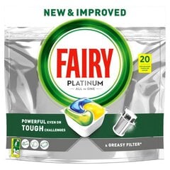 Капсулы для посудомоечных машин Fairy Platinum Lemon, 20 шт. х 2 шт. упаковка цена и информация | Средства для мытья посуды | pigu.lt