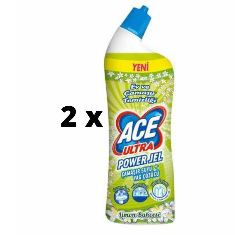 Gelinis vonios valiklis ACE ULTRA Power Lemon, 750ml x 2 vnt. pakuotė kaina ir informacija | Valikliai | pigu.lt