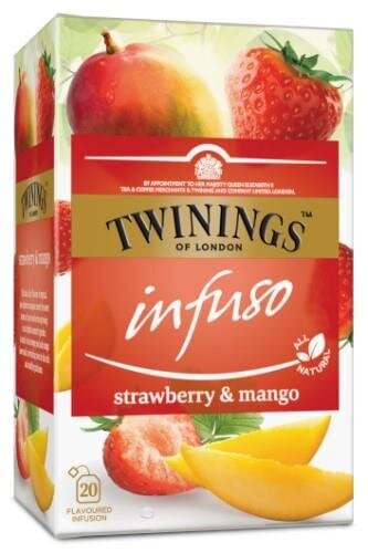 Twinings vaisinė arbata su braškėmis ir mangais, 20 vnt. kaina ir informacija | Arbata | pigu.lt