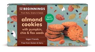 Veganiški migdoliniai sausainiai The Beginnings su moliūgu, chia ir linų sėklomis, 80 g. kaina ir informacija | The Beginnings Maisto prekės | pigu.lt