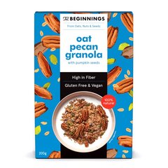 Veganiška avižinė granola The Beginnings su pekano riešutais, 200 g. kaina ir informacija | The Beginnings Maisto prekės | pigu.lt