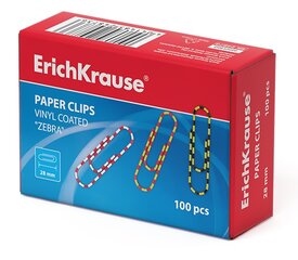 Sąvaržėlės ZEBRA, ErichKrause, ilgis 28mm, 100vnt., dengtos dvispalviu plastiku, įvairių sp. kaina ir informacija | Kanceliarinės prekės | pigu.lt