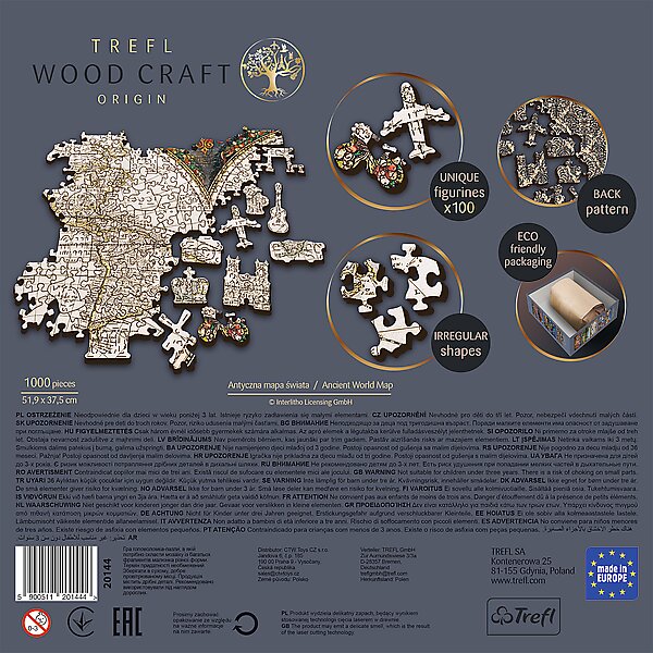 Medinė dėlionė Trefl Senasis pasaulio žemėlapis, 1000 d. kaina ir informacija | Dėlionės (puzzle) | pigu.lt