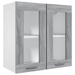 Pakabinama stiklinė spintelė, pilka ąžuolo, 60x31x60cm, mediena цена и информация | Кухонные шкафчики | pigu.lt