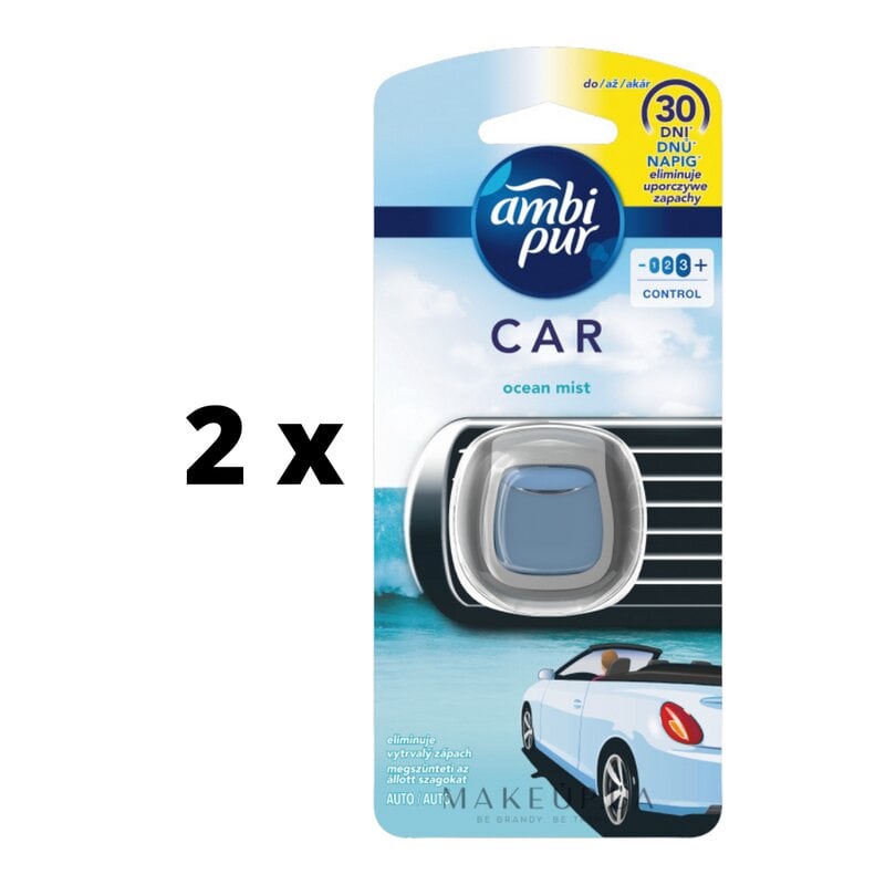 Oro gaiviklis automobiliams AMBI PUR Car Ocean Mist, 2 ml x 2 vnt. pakuotė kaina ir informacija | Salono oro gaivikliai | pigu.lt