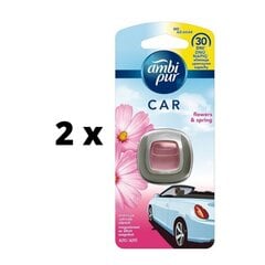 Oro gaiviklis automobiliams AMBI PUR Car Flowers & Spring, 2 ml x 2 vnt. pakuotė kaina ir informacija | Salono oro gaivikliai | pigu.lt