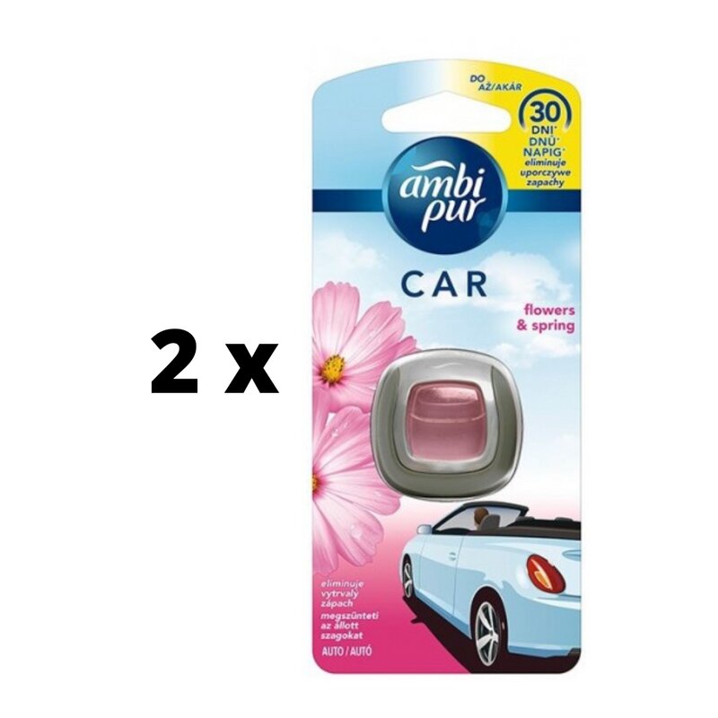 Oro gaiviklis automobiliams AMBI PUR Car Flowers & Spring, 2 ml x 2 vnt. pakuotė kaina ir informacija | Salono oro gaivikliai | pigu.lt