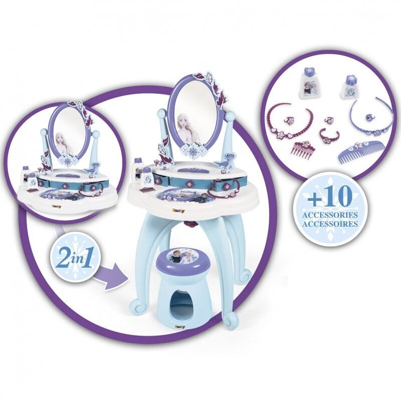 Kosmetinis staliukas 2in1 Frozen Smoby kaina ir informacija | Žaislai mergaitėms | pigu.lt