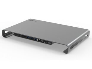 Универсальная подставка Swissten USB-C для ноутбука / HDMI / USB 3.0 / 2x USB-C / RJ45 / SD / Micro SD / VGA / Audio / , серая цена и информация | Swissten Компьютерная техника | pigu.lt