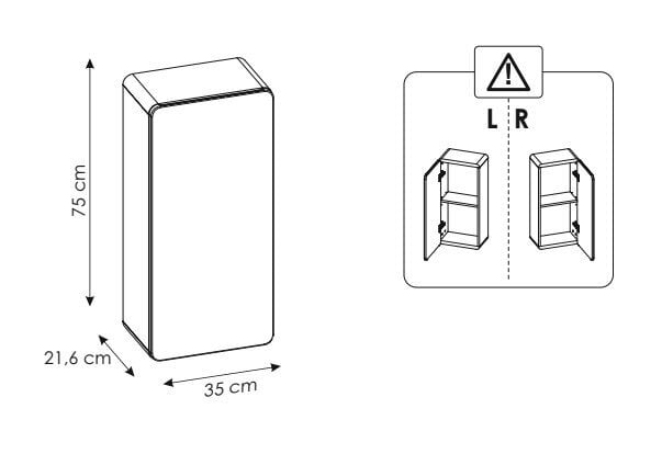 Pakabinama spintelė 75 x 35 x 22 cm ARUBA WHITE kaina ir informacija | Vonios spintelės | pigu.lt