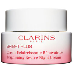 Осветляющий ночной крем Clarins Bright Plus Brightening Revive Night Cream, 50 мл цена и информация | Кремы для лица | pigu.lt