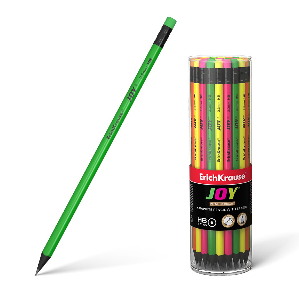 Plastikinis grafitinis pieštukas JOY, ErichKrause, HB, su trintuku цена и информация | Rašymo priemonės | pigu.lt