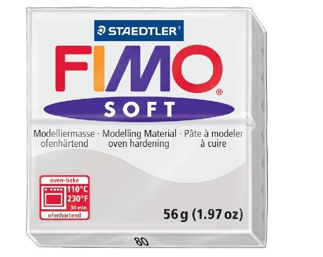 Modelinas Fimo Soft pilkas, (dolphin grey), 56g kaina ir informacija | Piešimo, tapybos, lipdymo reikmenys | pigu.lt