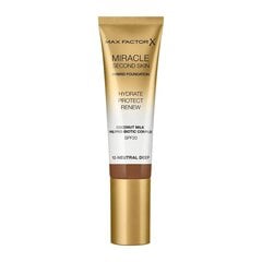 Drėkinamasis pagrindas Max Factor Miracle Second Skin Hybrid Foundation SPF20 012 Natural Deep, 30ml kaina ir informacija | Makiažo pagrindai, pudros | pigu.lt