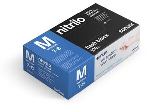 Перчатки нитриловые одноразовые Santex Nitrile Flash Black M, 100шт. цена и информация | Рабочие перчатки | pigu.lt