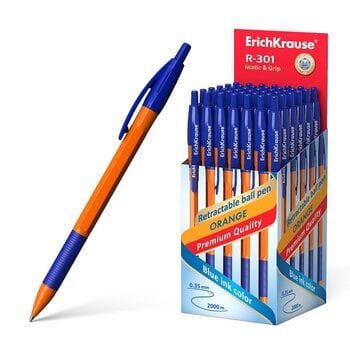 Automatinis tušinukas R-301 ORANGE MATIC&GRIP, ErichKrause, storis 0.7mm, mėlynos sp. kaina ir informacija | Kanceliarinės prekės | pigu.lt