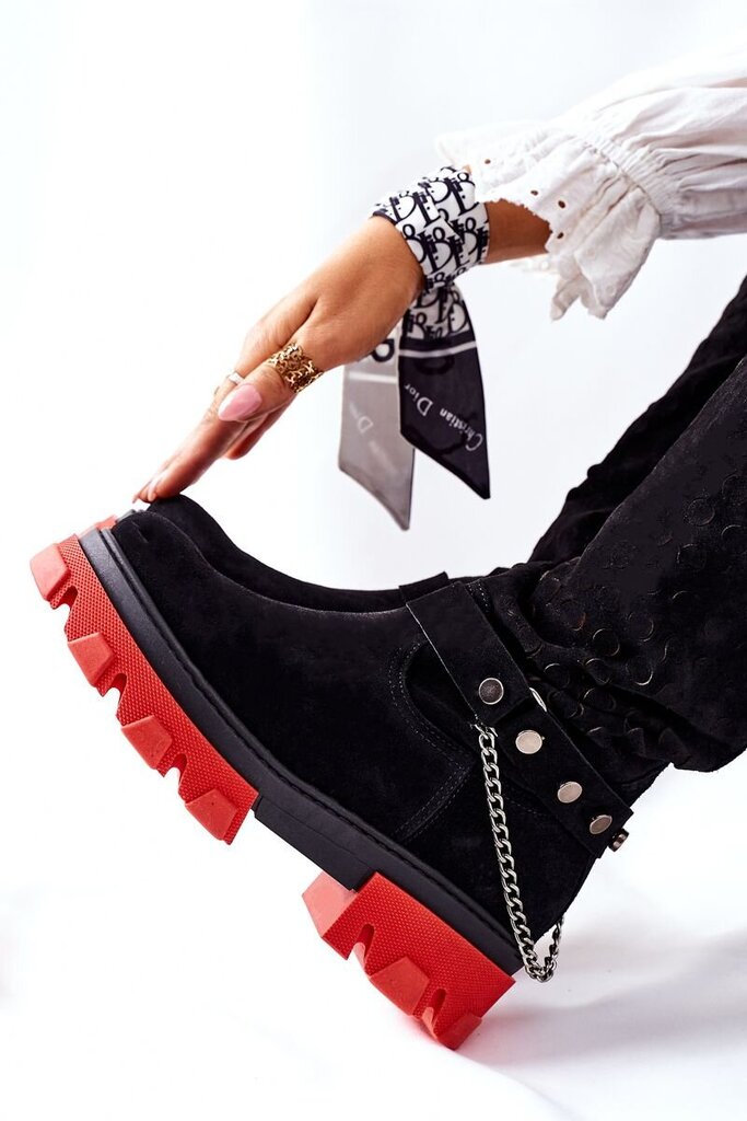 Aukšti batai moterims Lewski, juodos spalvos kaina ir informacija | Aulinukai, ilgaauliai batai moterims | pigu.lt