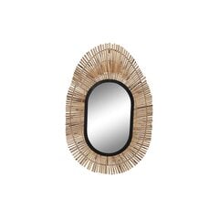 Sieninis veidrodis DKD Home Decor Veidrodis Natūralus Juoda Metalinis Rotangas (63 x 1,5 x 92 cm) kaina ir informacija | Veidrodžiai | pigu.lt