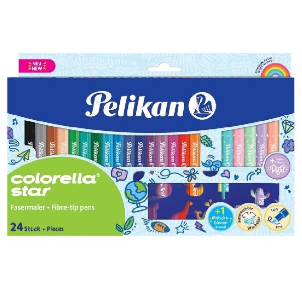 Flomasteriai Pelikan Colorella Star, 24 spalvų цена и информация | Piešimo, tapybos, lipdymo reikmenys | pigu.lt