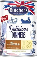 Butcher's Delicious Dinners su vištiena ir elniena drebučiuose, 400g kaina ir informacija | Konservai katėms | pigu.lt