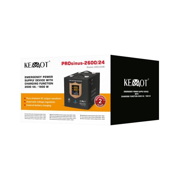 Kemot PROsinus 24V 230V 2600VA/1800W kaina ir informacija | Nepertraukiamo maitinimo šaltiniai (UPS) | pigu.lt