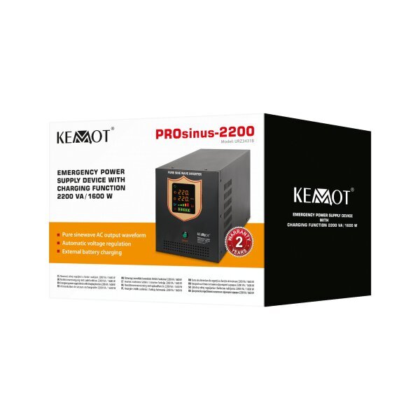 Kemot PROsinus 12V 230V 2200VA/1600W kaina ir informacija | Nepertraukiamo maitinimo šaltiniai (UPS) | pigu.lt