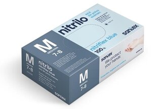 Перчатки нитриловые одноразовые Santex Nitriflex Blue L, 100шт. цена и информация | Pirštinės darbui sode M/25cm | pigu.lt