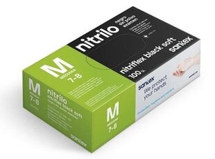 Перчатки нитриловые одноразовые Santex Nitrifrex Black Soft L, 100шт. цена и информация | Pirštinės darbui sode M/25cm | pigu.lt