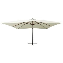 Saulės skėtis su mediniu stultu, baltas, 400 x 300 cm цена и информация | Зонты, маркизы, стойки | pigu.lt