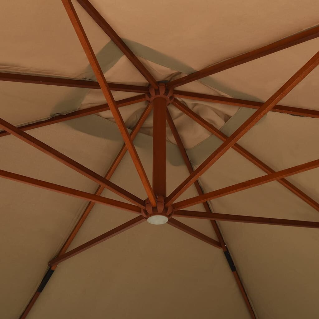 Saulės skėtis su mediniu stulpu, 400x300 cm, geltonas kaina ir informacija | Skėčiai, markizės, stovai | pigu.lt