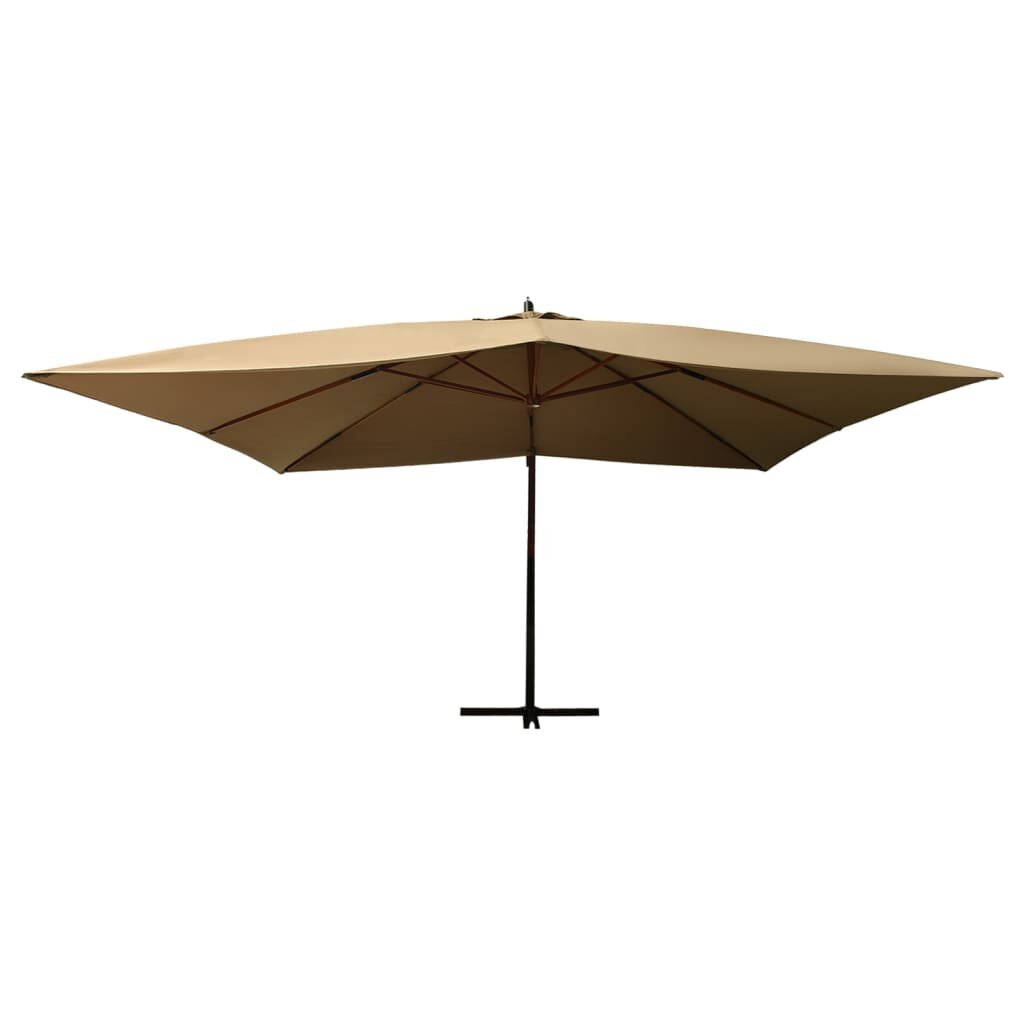 Saulės skėtis su mediniu stulpu, 400x300 cm, geltonas kaina ir informacija | Skėčiai, markizės, stovai | pigu.lt