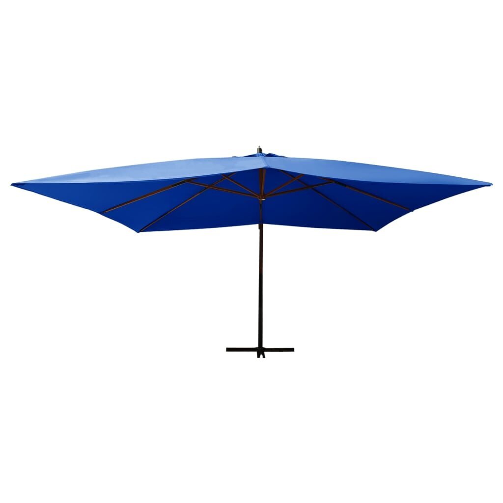 Saulės skėtis su mediniu stulpu, 400x300 cm, mėlynas kaina ir informacija | Skėčiai, markizės, stovai | pigu.lt