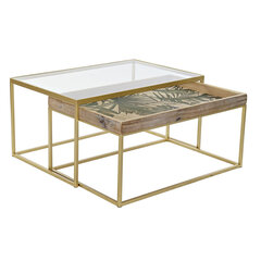 Набор из двух столиков DKD Home Decor, стекло, металл дерево (90 x 60 x 45 см) цена и информация | Журнальные столики | pigu.lt