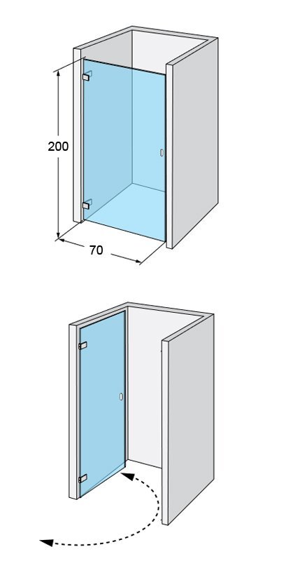 Dušo durys IDO Design 70, kairinės цена и информация | Dušo durys ir sienelės | pigu.lt
