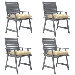 Lauko valgomojo kėdės su pagalvėlėmis, 4vnt., akacijos masyvas kaina ir informacija | Lauko kėdės, foteliai, pufai | pigu.lt
