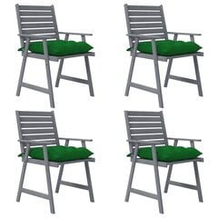 Садовые обеденные стулья с подушками, 4 шт, массив акации цена и информация | Садовые стулья, кресла, пуфы | pigu.lt