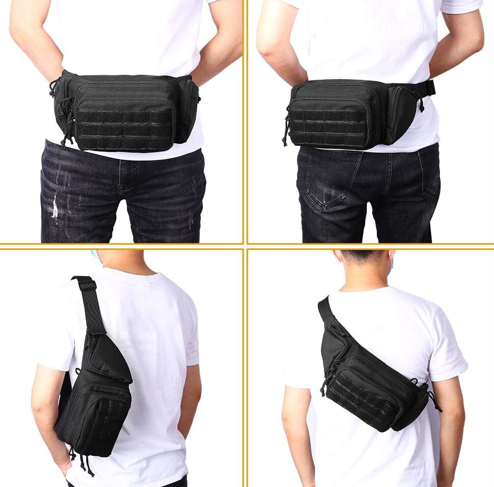 Vyriška taktinė juosmens rankinė, krepšys T28, juoda kaina ir informacija | Vyriškos rankinės | pigu.lt