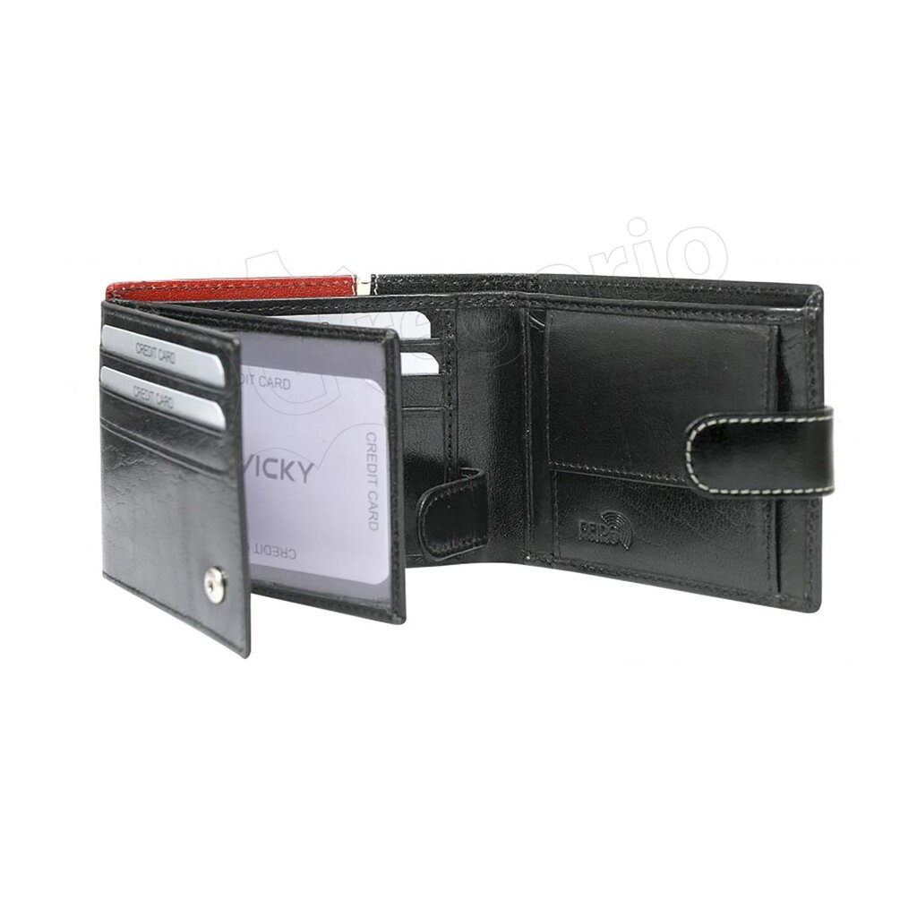 Vyriška piniginė Rovicky 323L-RBA-D RFID - Juoda+raudona kaina ir informacija | Vyriškos piniginės, kortelių dėklai | pigu.lt