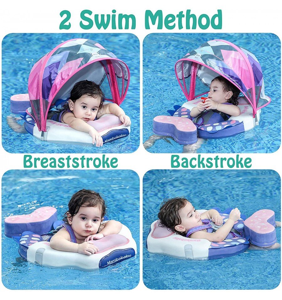 Plaukimo plūduras kūdikiams Mambobaby Canopy&Tail Fish Blue kaina ir informacija | Plaukimo lentos, plūdurai | pigu.lt
