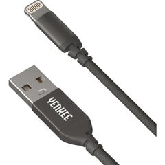 Pintas laidas YENKEE, 2.0 USB A - Lightning, MFi certified, 480 Mbps, 5V/2.4A, 10W, 1m, aliuminio korpusas, juodas kaina ir informacija | Laidai telefonams | pigu.lt