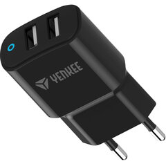 Двойное зарядное устройство YENKEE, 2 х USB-A, 12 Вт цена и информация | Зарядные устройства для телефонов | pigu.lt