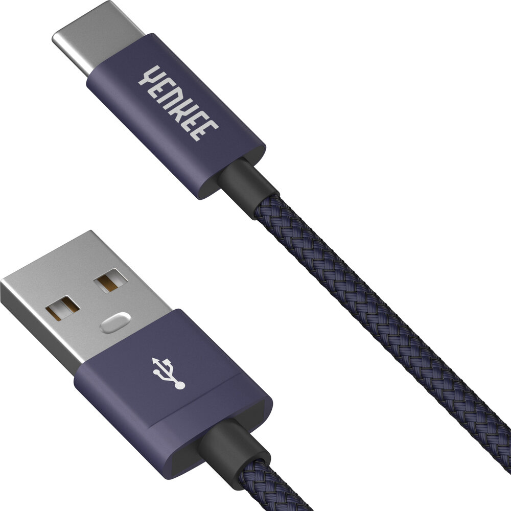 Pintas laidas YENKEE, 2.0 USB A - USB C, 480 Mbps, 3A, 2m, aliuminio korpusas, violetinis цена и информация | Laidai telefonams | pigu.lt